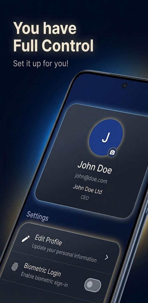 Profile and settings screen